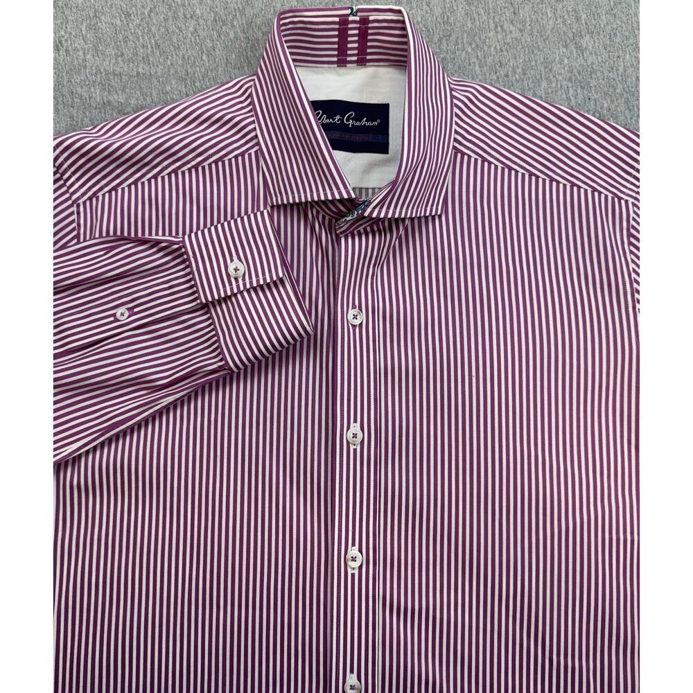 Robert Graham Shirt Men Small Striped Cotton Blend Stretch Long Sleeve Button Up